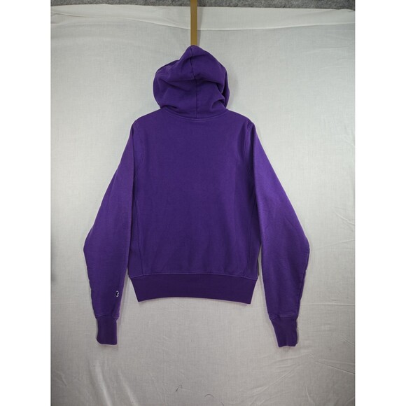 Vintage Champion Reverse Weave Purple Hoodie Sweatshirt Spell Out Logo Men Small - Picture 5 of 8
